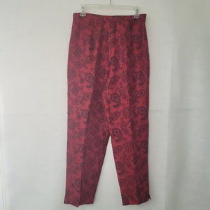 Silkland Pant Womens 10 Silk Paisley Print Lined Ankle Beaded Sequin Shimmer‎